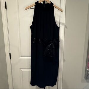 Laura Black Sequin Waist Formal Halter Dress Size 16 NWOT Evening Gown
